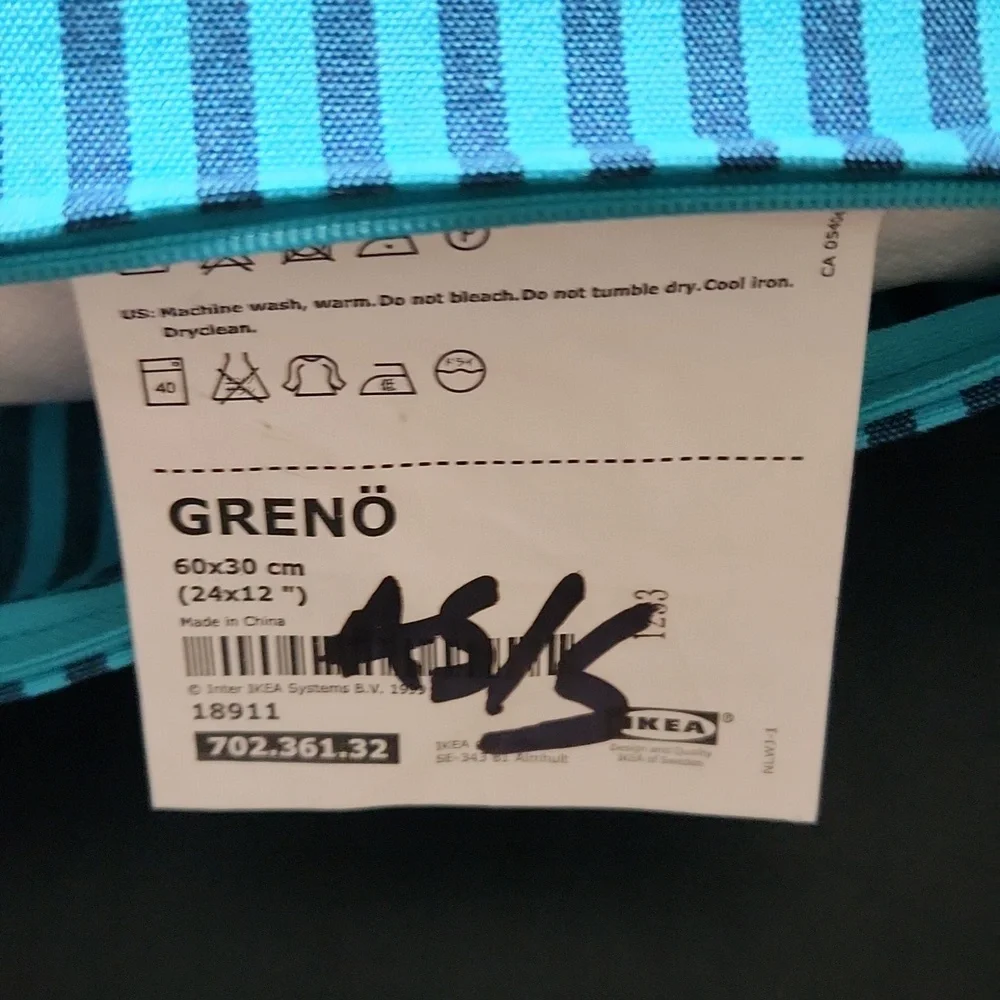 IKEA GRENO Teal Striped 24 X 12